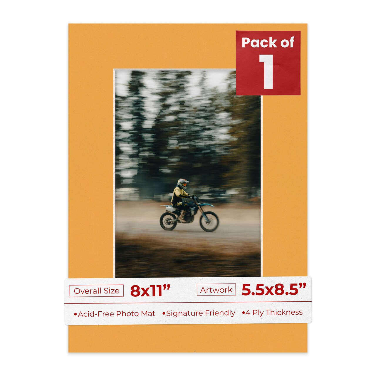 Golden Orange Mat Board for 8x11 Frames - Fits 5.5x8.5 Photos